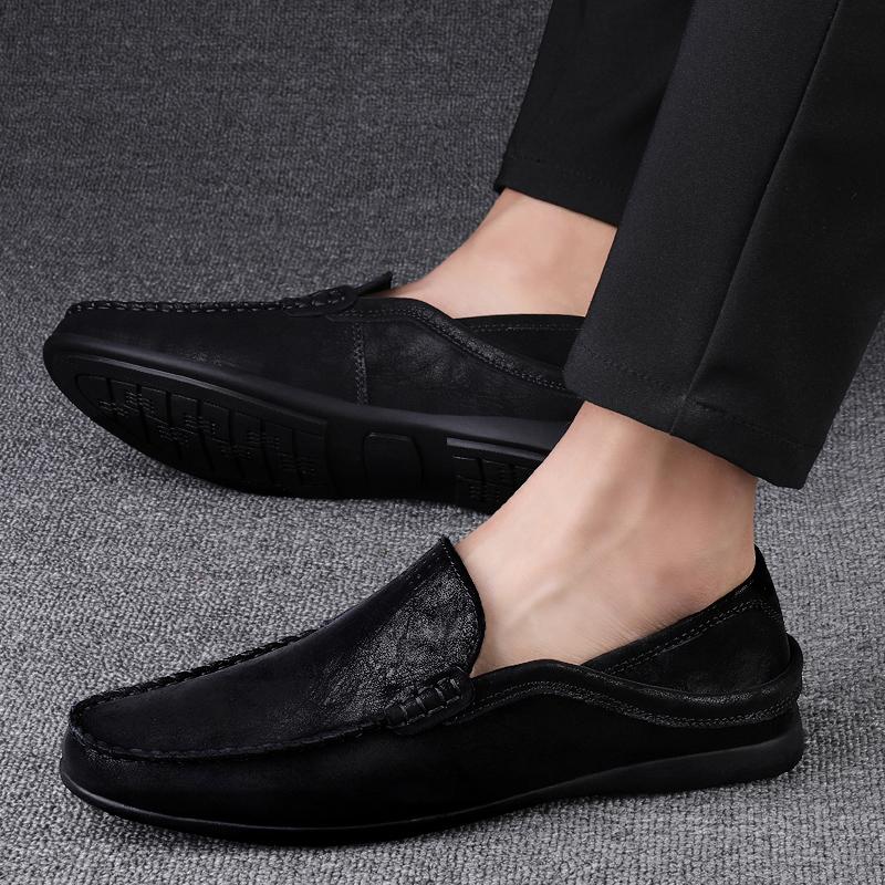 Fashion Hot Selling Breathable Flat Bottomed Loafers Shoes Men's Business Casual Shoes Anti Slip Soft Soled Men's Outdoor Driving Shoes