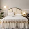 3pcs Set Raw Cotton Bed Romance Dust Protector Cover Soft Bedspread Embroidery Lace Edge Bed Skirt with 2pcs Pillowcase