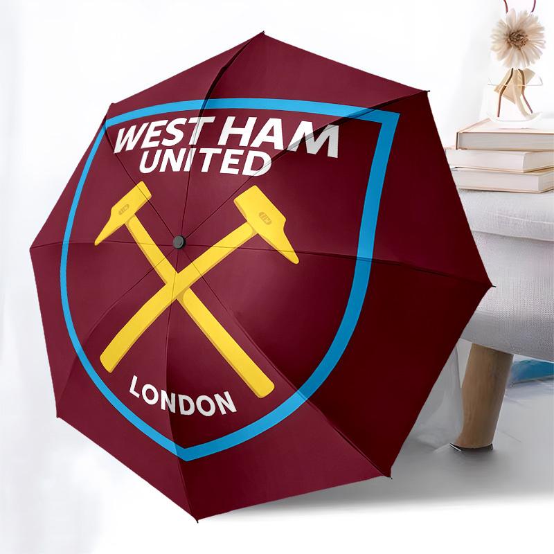 West Ham United, Football Club Automatic Opening and Closing, 8 Rib Structure Portable Umbrella, Suitable for Men and Women In All Seasons