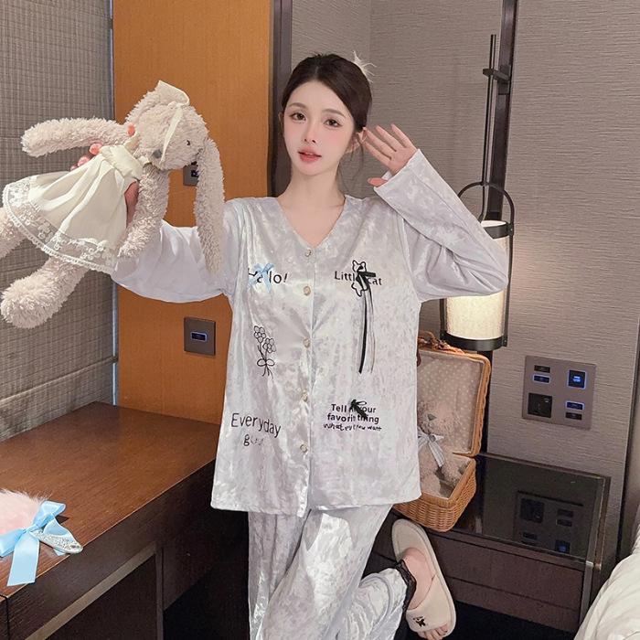 Luxurious Women's Long-Sleeve Gold Velvet Pajama Set