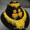 24k Gold Plated Dubai Bridal Jewelry Set: Necklace & Earrings (4-Piece)