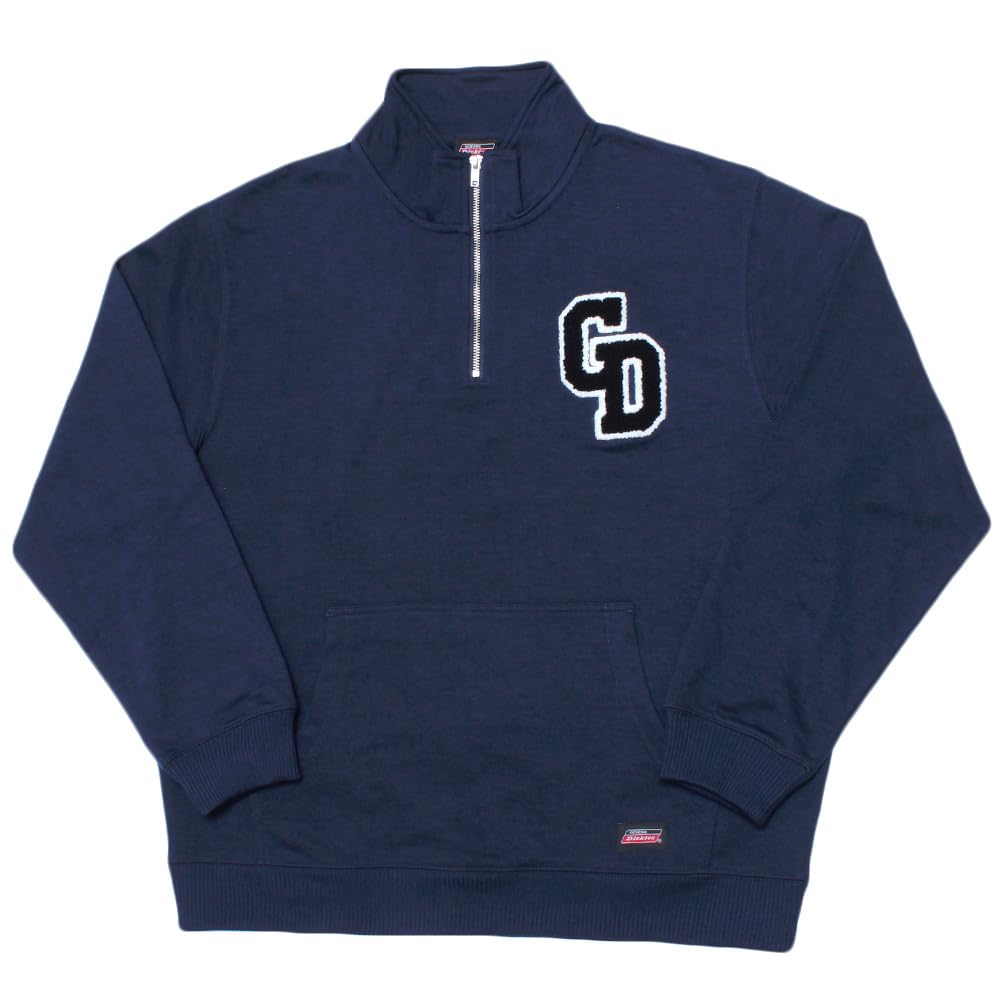 Genuine Dickies Men's Half-Zip Sweatshirt with Logo Print and Fleece Lining, Size 2L, Navy (67)