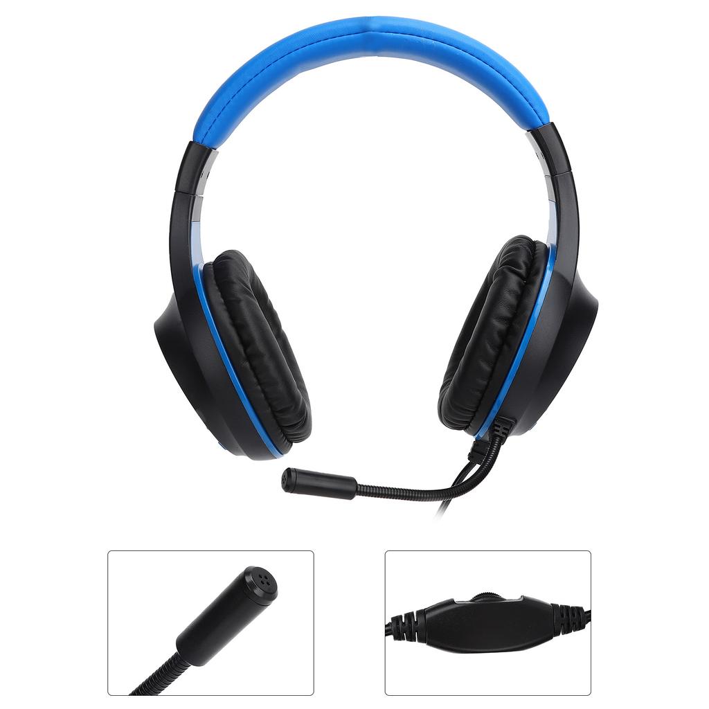 Gaming Headset 40mm Wired Stereo Headphone with Cool LED Light Microphone for PC Laptop