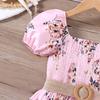 New Summer Dress for Girls Puff Sleeves Floral Dresses with Belt Children Clothes for 5-12 Years Old