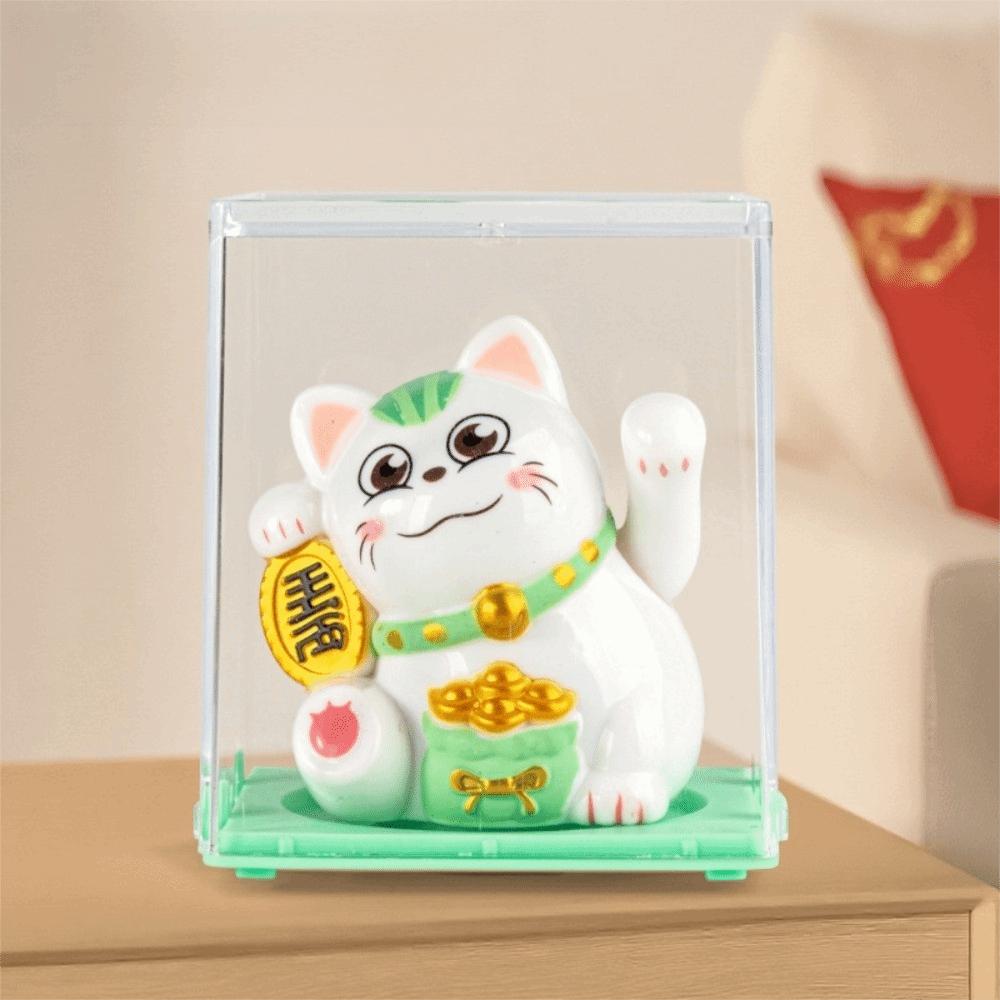 Gelukskat Licht Energie Maneki-neko Zwaaiende Hand Welkom Gelukskat Beeldjes Plastic Bureau Ornament Cadeau