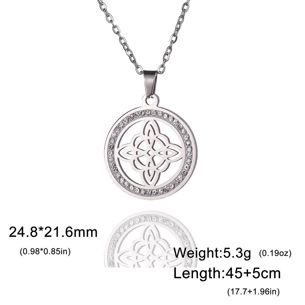 LIKGREAT Stainless Steel Celtic Witches Knot Zircon Round Necklace for Women Men Hot Selling Viking Wiccan Talisman Jewelry Gift