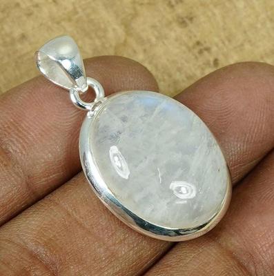 Massief 925 Sterling Zilver Maansteen Edelsteen Ovaal Hanger Handgemaakte Sieraden Helende Hanger Statement Sieraden