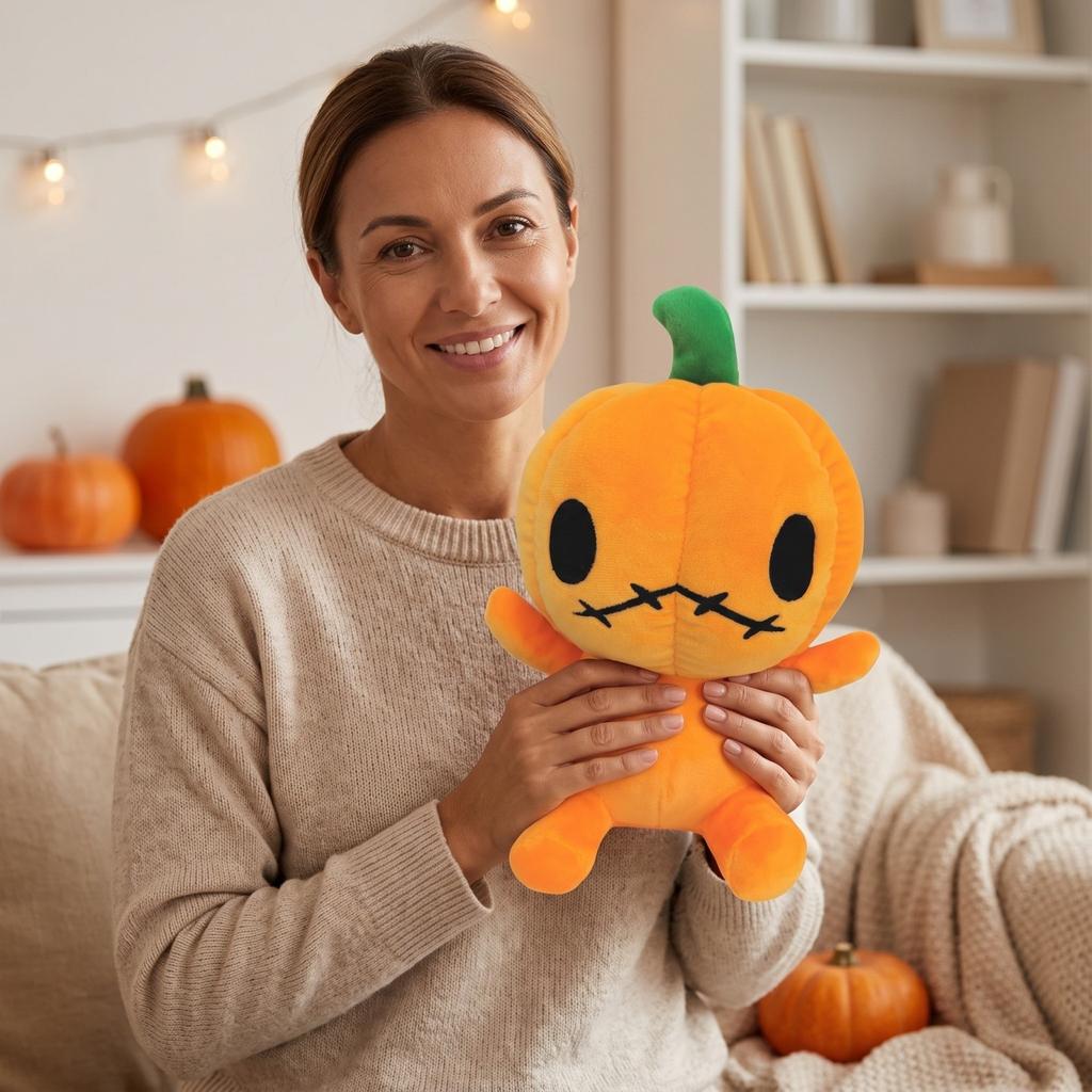 Soft Halloween Stuffed Animal Toy with Stitched Mouth for Home Party Decoration