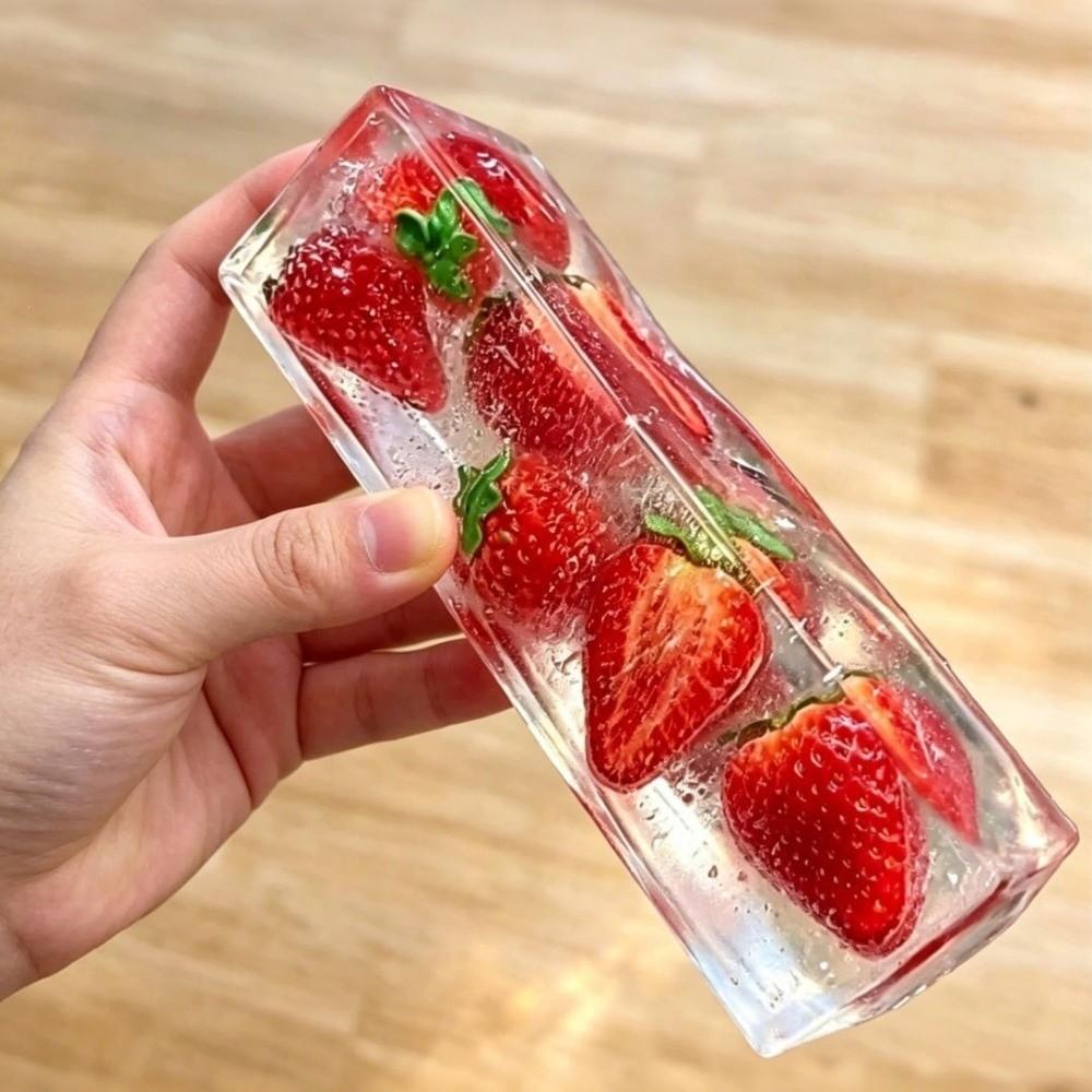 Transparent Fruit Squishy Toy Slow Rebound Fruit Jelly Stick Fruit Ice Cube Squishy Toy Party