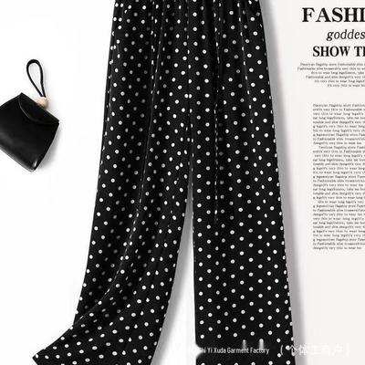 Pantalones de Verano de Lunares de Pierna Ancha para Mujer Tallas Grandes - Finos, Caídos, de Cintura Alta, Rectos, de Moda, Versátiles, Frescos