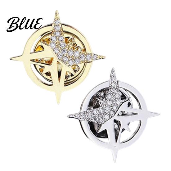 Small Collar Pin Brooch Six-Pointed Star Alloy Sparkling Rhinestones Inlaid
