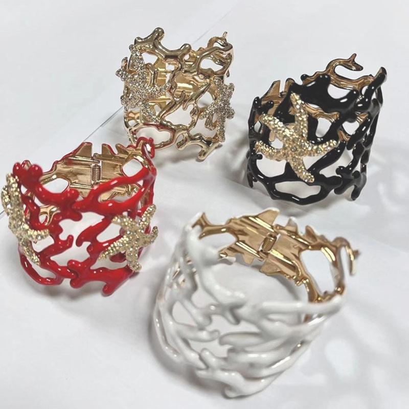 Mehrzweck-Armband mit unregelmäßiger Korallenfeder, stabiler Armreif aus Legierung, verstellbar, Modeschmuck-Accessoire für Frauen