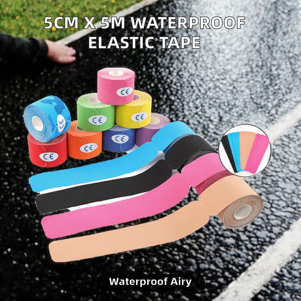 5cm X 5m Waterproof Breathable Cotton Elastic Flexible Kinesiology Tape Hold Melt Adhesive Muscle Pain Relief Knee Taping Unisex