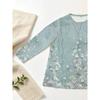 Large size women's fresh print long-sleeved loose top with pockets, women's spring and summer casual bottoming shirt