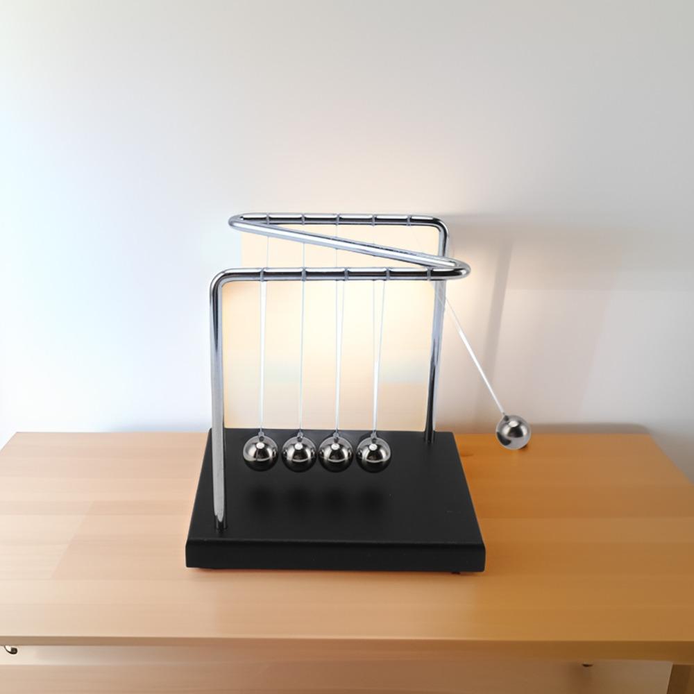 5.51x4.65x5.91in Balance Pendulum Ball Wooden Base Physics Toy Steel Swing Balls  Home Decoration
