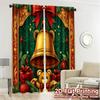 2pcs,Curtains Christmas Bell Teddy Bear Gifts (2) Chic Pattern Curtains Polyester Easy Install Curtains Decorations Suitable for