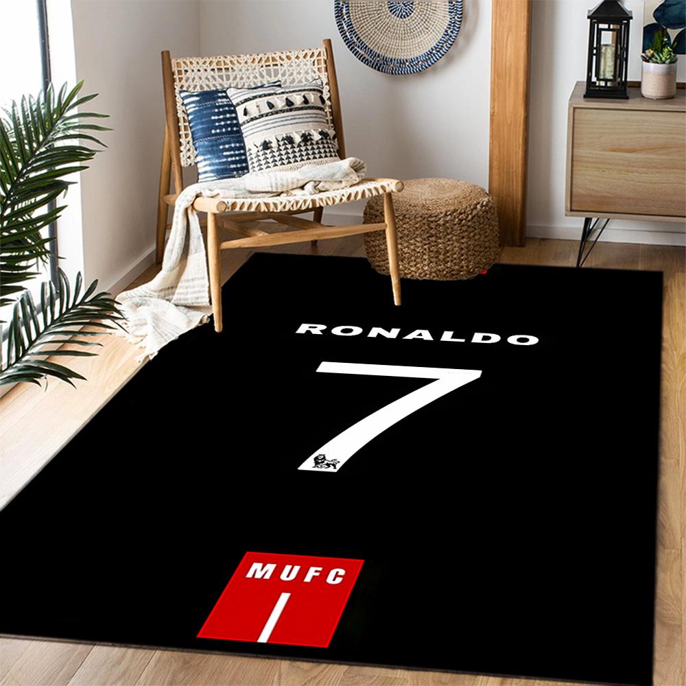 Ronaldo's Legendarische Nummer 7 Thema Anti-Slip Vloerkleden - Polyester Woondecoratie, Geschikt voor Slaapkamers, Woonkamers, Entrees, Studio's en Decoraties