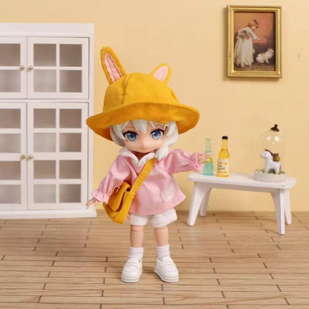 Fischerhut Obitsu11 Schuluniform Hasen-Bärenohren BJD Puppen Outfit 1/12 Puppen