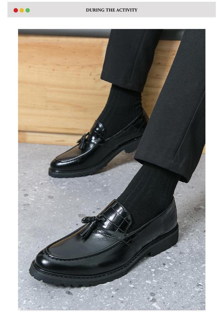 Mocassini casual in pelle con nappine da uomo, taglia grande, stile britannico