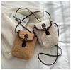 New Women's Plush Lamb Wool Crossbody Bag - Cute, Fashionable, Versatile, and Popular Phone Bag.