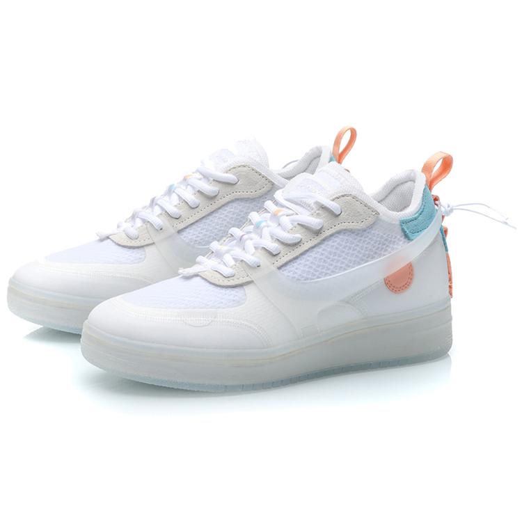 Li Ning CF Moon Phases Coverage Abrasion Resistant Low Top Skateboard Shoes Women's White Blue AGCP358-7