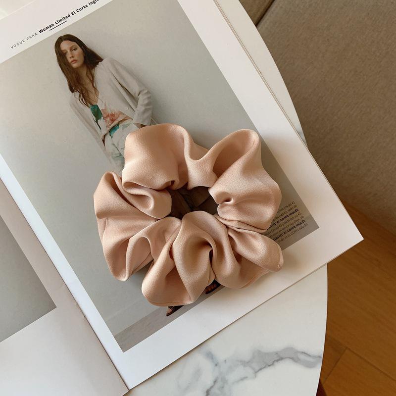 Korean Dongdaemun Women's French Silk Hair Scrunchie - Elegant Satin Hair Tie Accessories