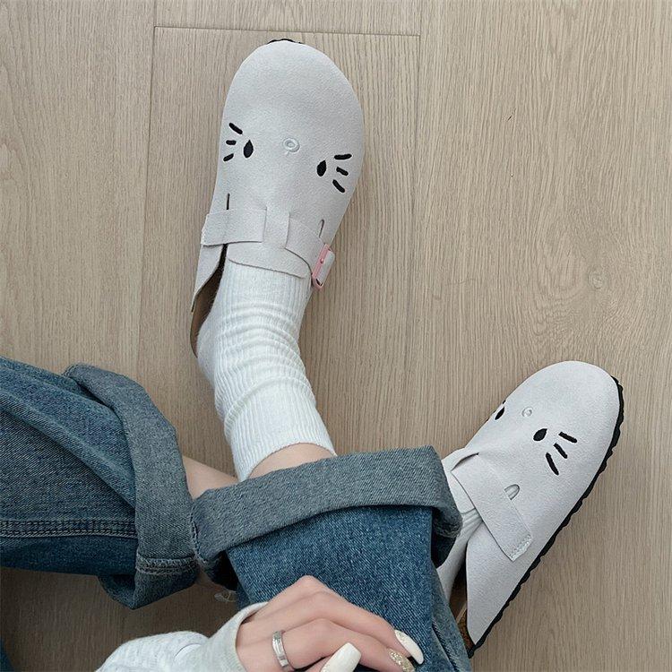 Boken shoes bag head half slippers women's summer wear 2024 new summer one pedal cute Boken half tray sandals