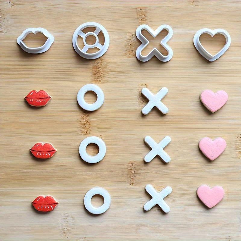 Day Valentine'S Tic Tac Toe Mold Casting Mold Heartt Lip For Diy Crafts Cookie Cutter Kids Adult Table Game Family Board Games