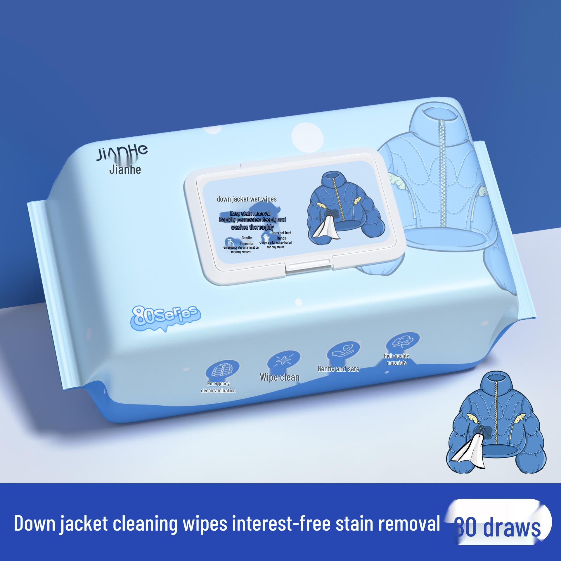 

Одноразовые салфетки для чистки пуховиков - 80 больших влажных салфеток без смывания для удаления пятен с одежды