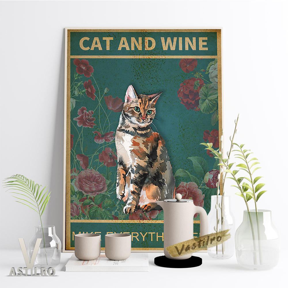 Vintage Wall Art Print Custom Cat Poster Cute Animal Portrait Oil Painting Cat Lover Gift Wallpaper