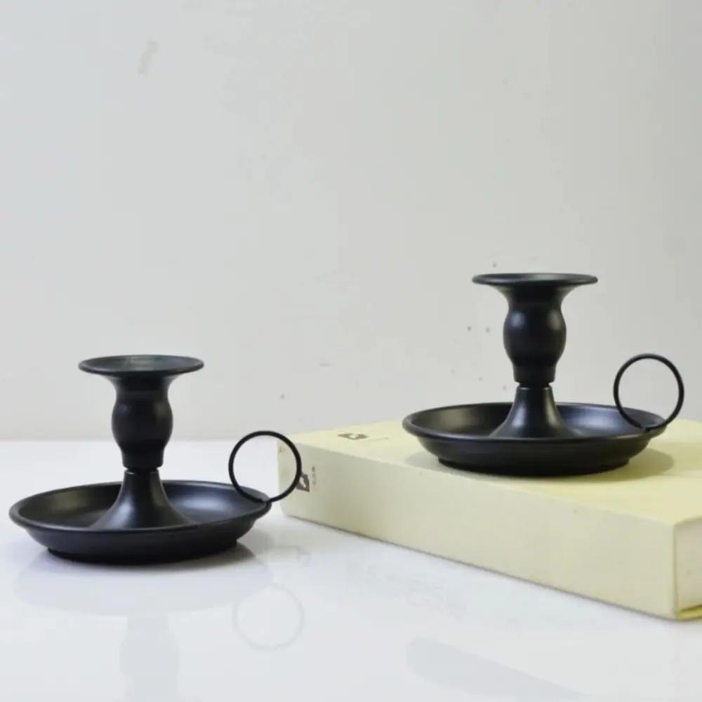 1 stk jern lysestake stativ lysestake vintage retro stil klassisk utseende konisk lysestake for bryllup dekorasjon tilbehør