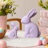 Soft Desktop Decoration Rabbits 2Pcs Distressed Rabbit Statue, Vintage Bunny Figurines, Easter Decorations, Rustic Staggered Height