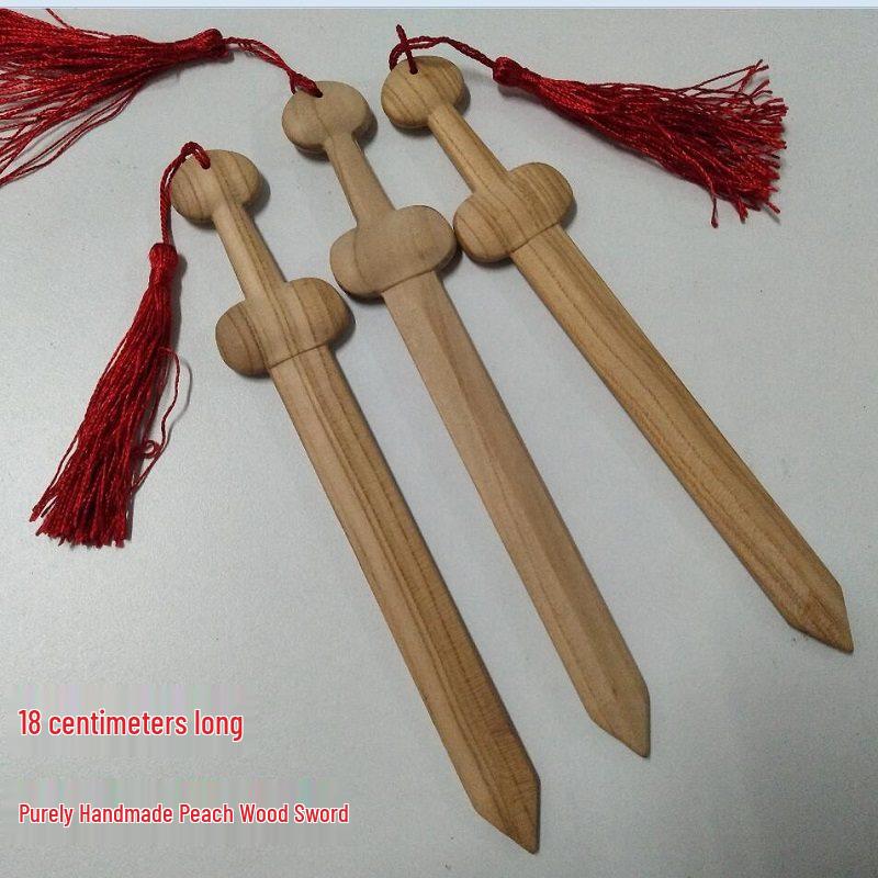 Ручная работа, меч, нож, топор из персикового дерева, Семизвездочный меч и нож, кисть Вэньчан, резные украшения.