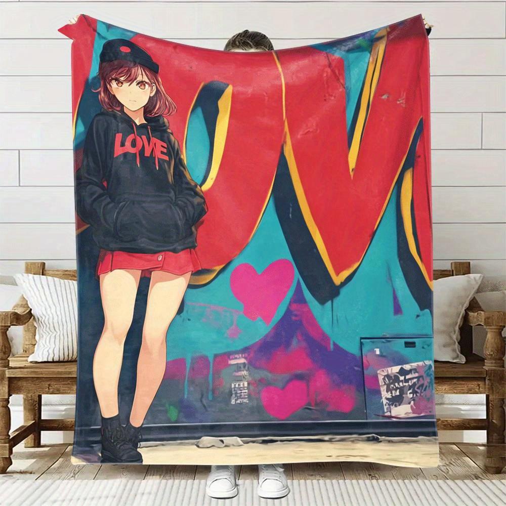 

Doodlestyle LOVE art Flannel printed blanket suitable for all seasons suitable for living room office sofa and travel 180x250CM 75x100cm (30x40inch)