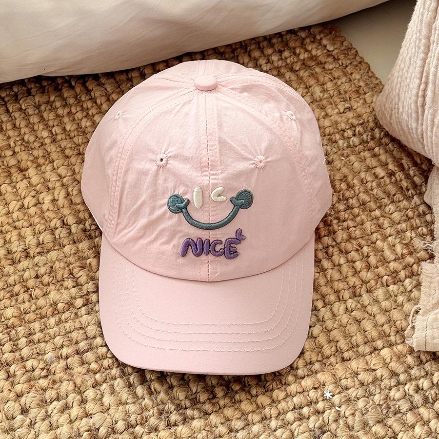 New Kids Quick Dry Baseball Cap Girl Boy Summer Cute Macaroon Color Smile Face Snapback Hat Baby Outdoor Children 3-7 Years