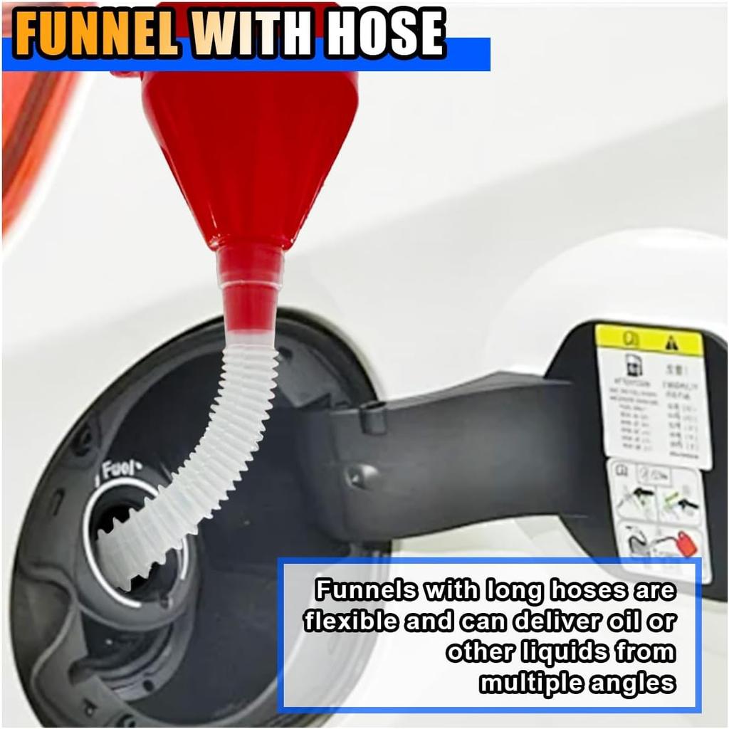 KITUREK Long Hose Plastic Fuel Funnel, Wide Mouth Plastic Oil Funnel, 1PC | Flexible Funnel Universal for Automotive Gasoline Diesel Water Engine Oil