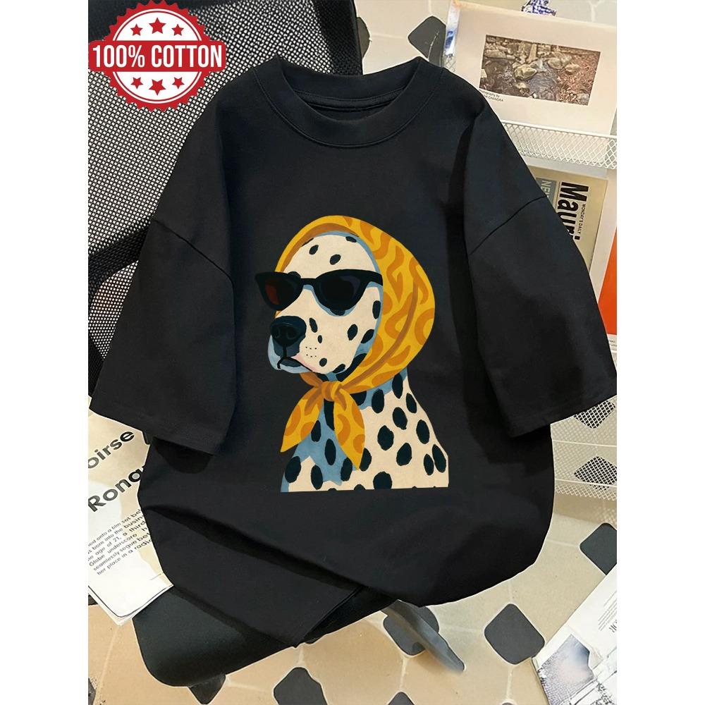 

2026 Summer Retro Women s Dalmatian Print T-Shirt Unisex Cotton and Breathable Short Sleeve Oversized Loose Casual 6XL