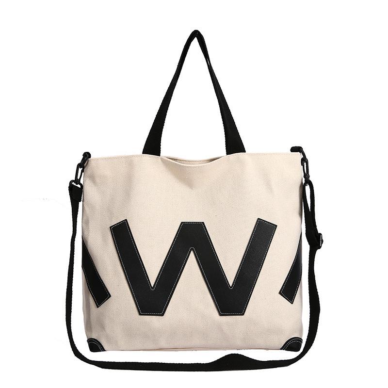 

Модные цветные сумки-тоут, женская сумка через плечо для женщин, холщовая сумка через плечо, женские повседневные сумки-тоут с буквой W 35x34x12cm белый