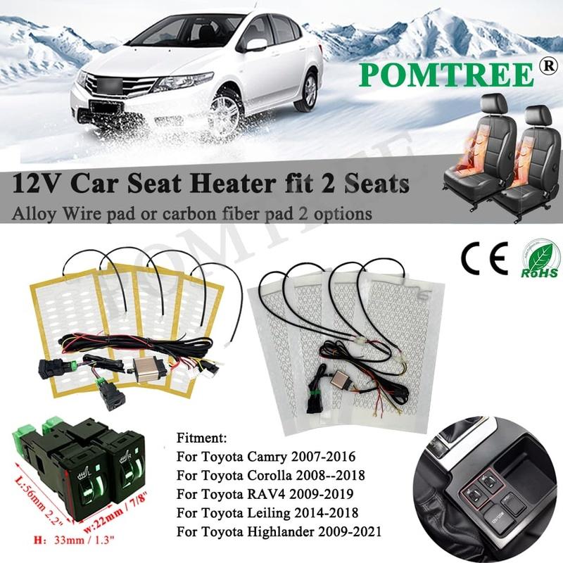Kit chauffant de siège de voiture 12 V intégré pour 2 sièges avec 4 coussinets chauffants, interrupteur à double commande, pour Toyota Camry Corolla RVA4 Highlander