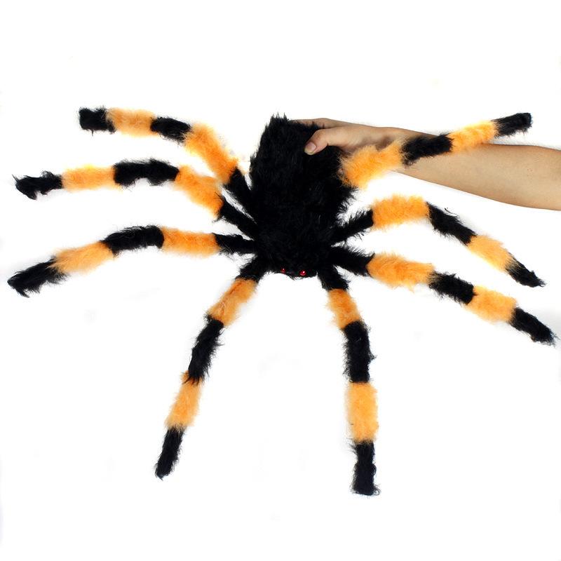 Large Plush Spider Halloween Decoration Prop - Realistic Black Prank Toy