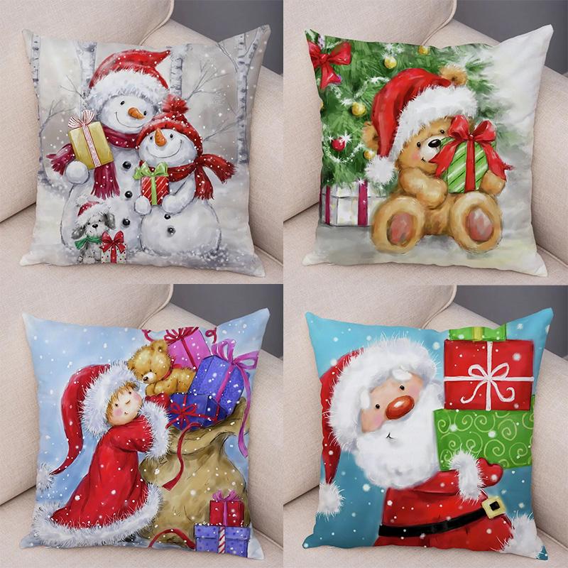 

Наволочки с рождественской тематикой Аксессуары для автомобиля Офис Санта-Клаус Гостиная Диван Домашние наволочки 40x40cm
