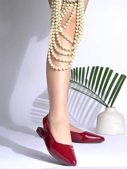 Shoetopia Solid Slingback Pointed Toe Flat Sandals For Women & Girls