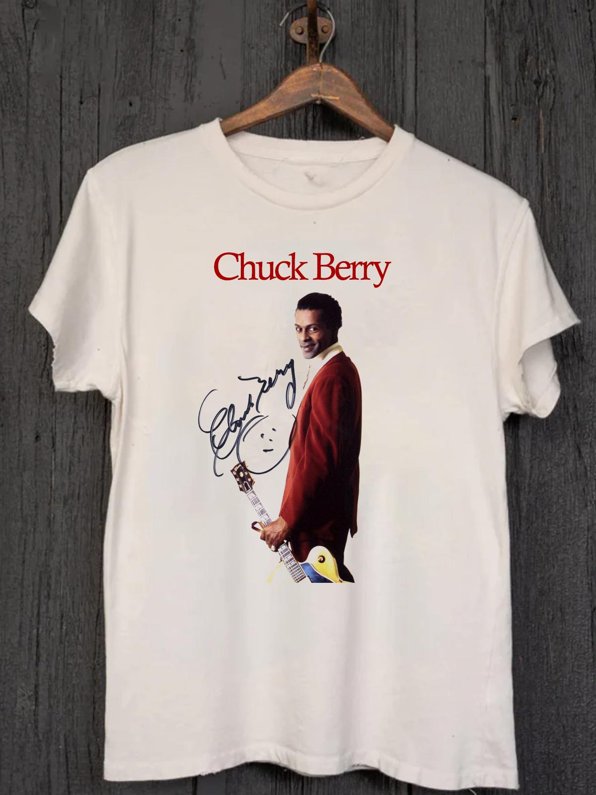 NEW Chuck Berry Signed T Shirt White All Size Gift Fan Unisex T-Shirt L