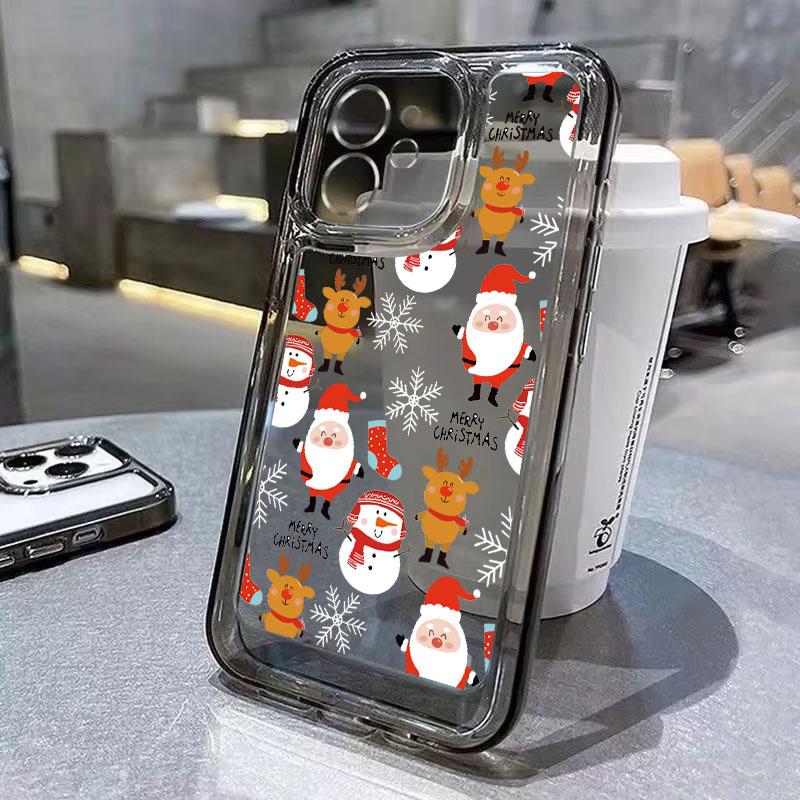 Santa Claus Elk Snowman Christmas Phone Case For iPhone 13 11 12 14 15 16 Pro Max Plus 12 13 Mini XR 8 7 Plus SE 2022 X XS Cover