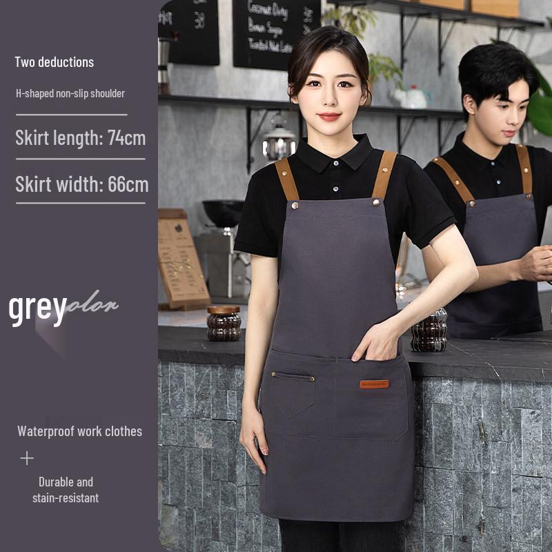 Waterproof Logo Printed Canvas Apron for Women - Perfect for Milk Tea and Coffee Shop Workers