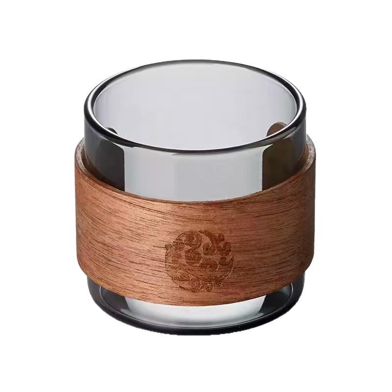 Elegant Heat-Resistant Glass Tea Cup with Wood Card - Perfect for Home Use and Guest Reception