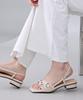 Cesti Oval Ring Slingback Sandals (Beige)