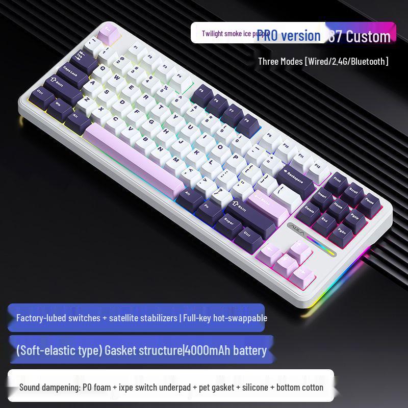 Hot-swappable Mechanical Gaming Keyboard, Three-Mode Wireless/Bluetooth/Wired, Customizable, Digital, Europe-Compatible