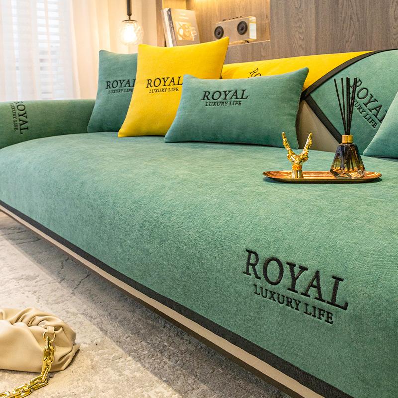 Chenille Sofa Cover Thicken Corner Couch Covers Mat Solid Color Slipcover Pet Dog Kids Mat Sofa Cushion Blanket Live Room