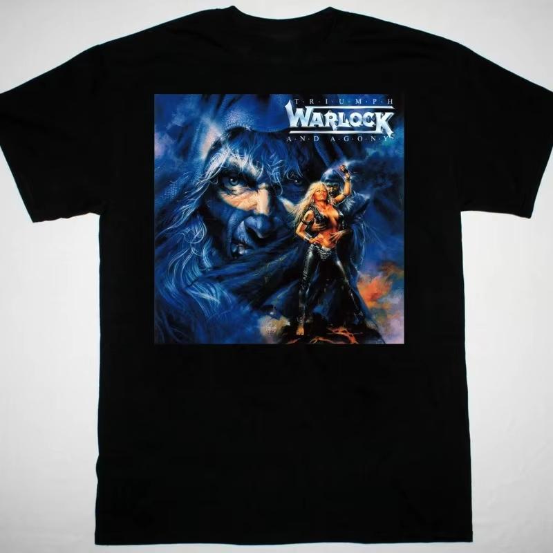 

Black short sleeved all sizes Harajuku streetwear Warlock band poster Doro Tshirt L